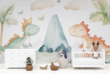 Load image into Gallery viewer, Dinosaur Nursery Wallpaper, Kids Room Wall Mural, Cute Dino Baby Room Decor, Peel and Stick Boys Girls Playroom Wall Art, Modern Gift Idea