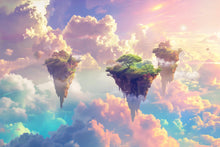 Load image into Gallery viewer, Fantasy Floating Island Wallpaper Mural, Surreal Sky Cloud Wall Art, Dreamy Kids Room Decor, Bold Modern 3D Wallpaper for Bedroom or Nursery