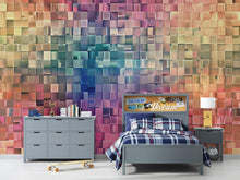 Load image into Gallery viewer, 3D Colorful Cube Wallpaper, Modern Geometric Wall Mural, Bold Rainbow Room Decor, Stylish Peel and Stick Accent Wall Art