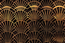 Load image into Gallery viewer, Art Deco Gold Fan Wallpaper, Glamorous Black and Gold Wall Mural, Modern Geometric Accent Wall, Stylish Peel and Stick Wall Decor