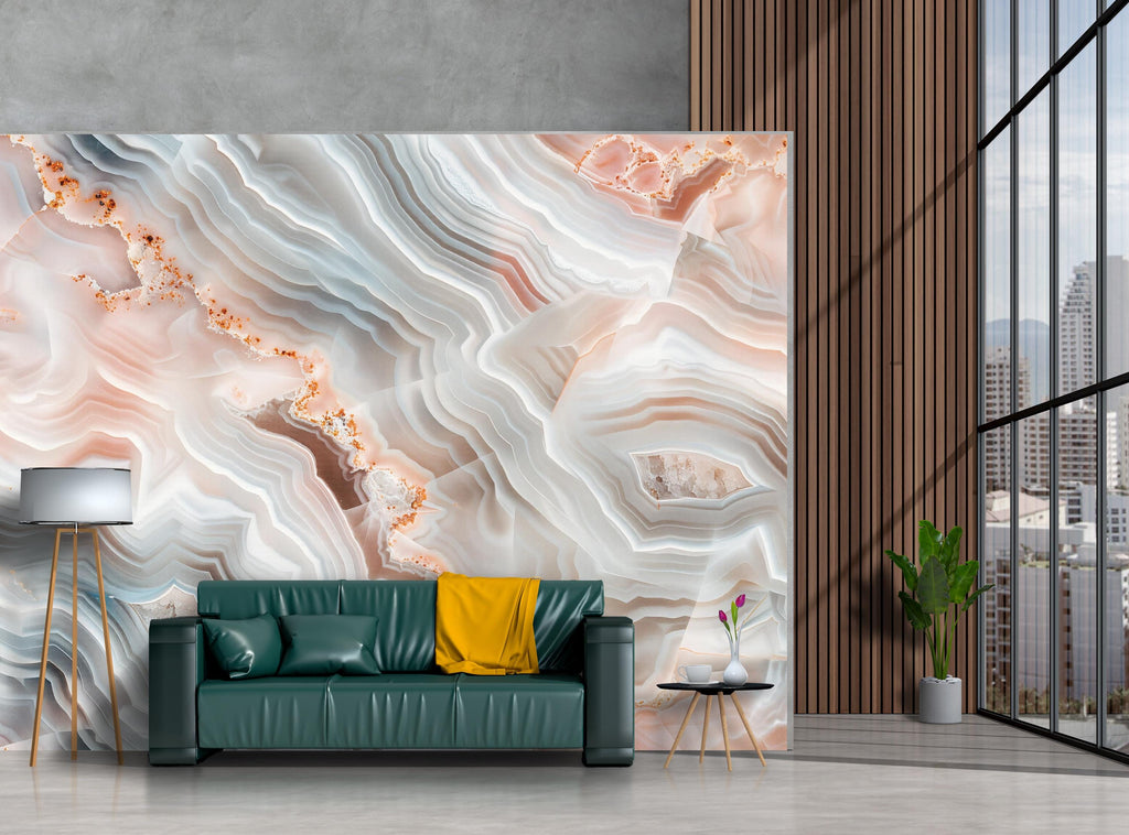 Agate Stone Wallpaper, Crystal Wall Mural, Luxury Geode Design, Modern Abstract Wall Decor, Peel and Stick Stylish Room Accent Wallpaper
