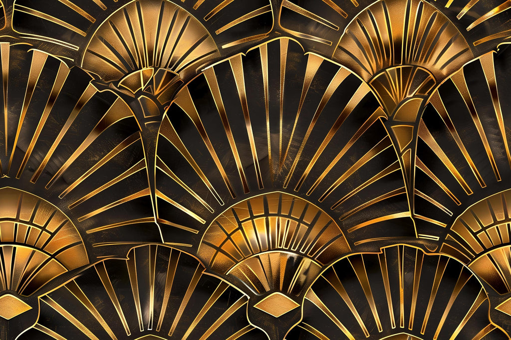 Art Deco Gold Wallpaper, Luxury Geometric Wall Mural, Bold Black and Gold Room Accent, Modern Glam Peel and Stick Stylish Wall Decor