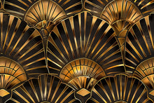 Load image into Gallery viewer, Art Deco Gold Wallpaper, Luxury Geometric Wall Mural, Bold Black and Gold Room Accent, Modern Glam Peel and Stick Stylish Wall Decor