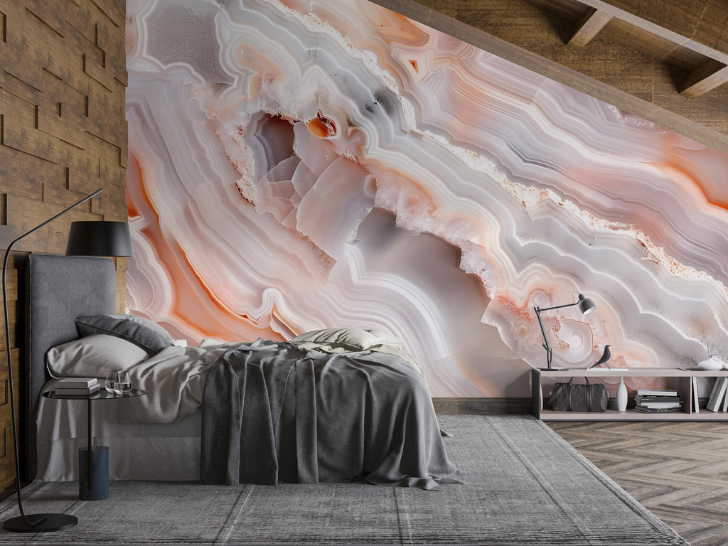 Agate Geode Wallpaper, Crystal Stone Wall Mural, Luxury Modern Abstract Decor, Bold Stylish Accent Wall, Elegant Peel and Stick Wall Art