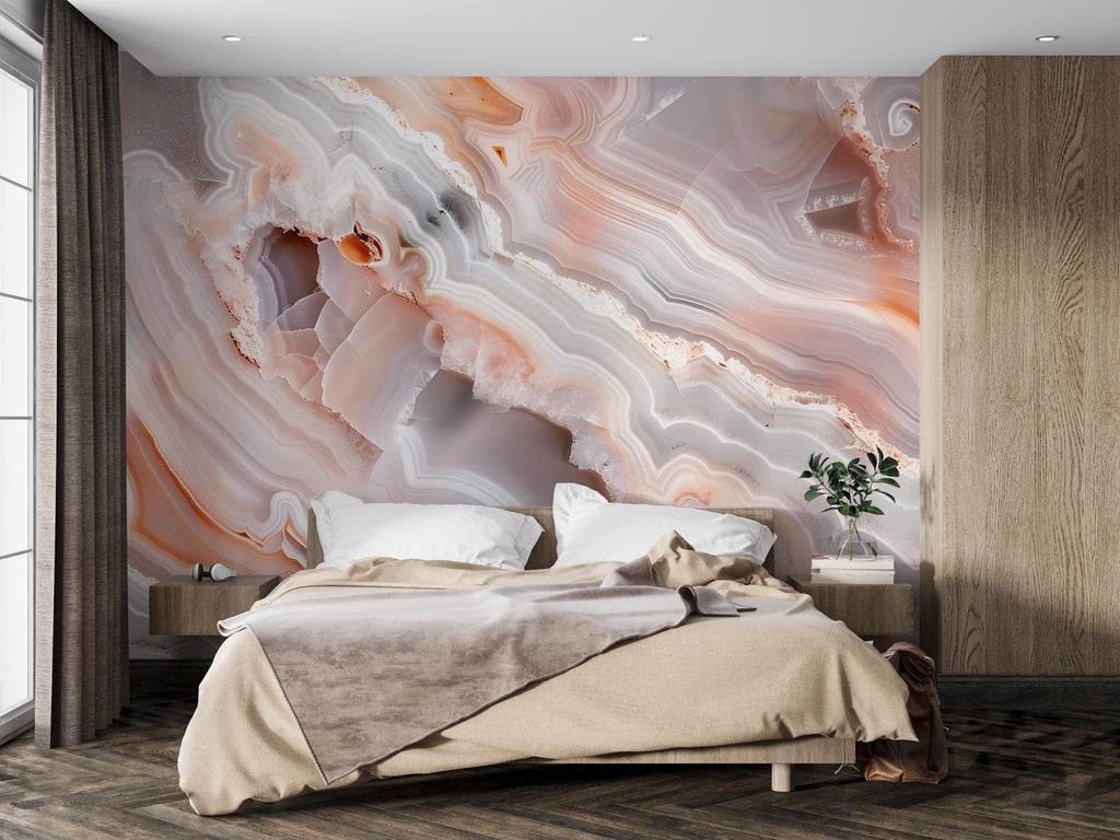 Agate Geode Wallpaper, Crystal Stone Wall Mural, Luxury Modern Abstract Decor, Bold Stylish Accent Wall, Elegant Peel and Stick Wall Art