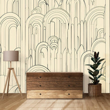 Load image into Gallery viewer, Modern Arch Wallpaper, Minimalist Geometric Line Art Wall Mural, Bold Contemporary Peel And Stick Wallpaper For Living Room, Bedroom