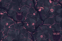 Load image into Gallery viewer, Dark Owl Forest Wallpaper, Bold Modern Night Woodland Wall Mural, Stylish Removable Peel And Stick Wallpaper For Nursery, Bedroom