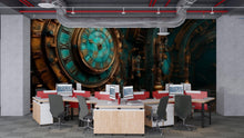 Load image into Gallery viewer, Steampunk Clock Wallpaper, Vintage Industrial Gear Wall Mural, Bold Retro Sci Fi Peel And Stick Wallpaper For Bedroom, Office, Gaming Room