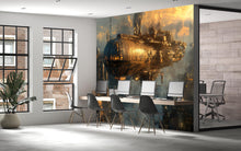 Load image into Gallery viewer, Steampunk Airship Wallpaper, Bold Sci Fi Fantasy Wall Mural, Industrial Retro Futuristic Peel And Stick Wallpaper For Bedroom, Nursery