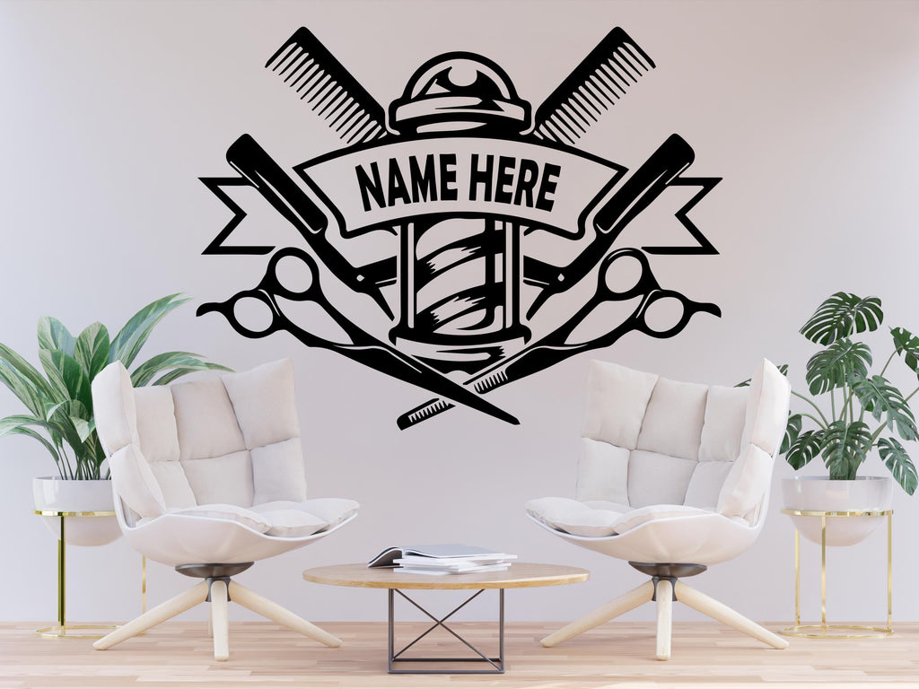 Barber Wall Decal, Barber Wall Decal, Barbershop Wall Decor, Custom Decals Razor Wall Art 901RS