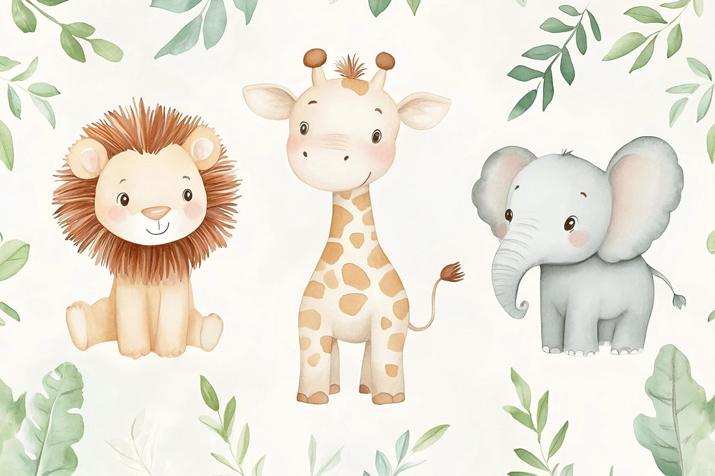 Safari Jungle Wallpaper For Nursery – Cute Lion Giraffe Elephant Wall Mural – Peel And Stick 3D Kids Room Decor – Stylish Bold Baby Shower