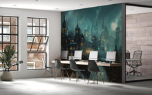 Load image into Gallery viewer, Steampunk Night City Wallpaper, Bold Retro Futuristic Wall Mural, Industrial Sci Fi Peel And Stick Wallpaper For Bedroom, Loft, Gaming Room