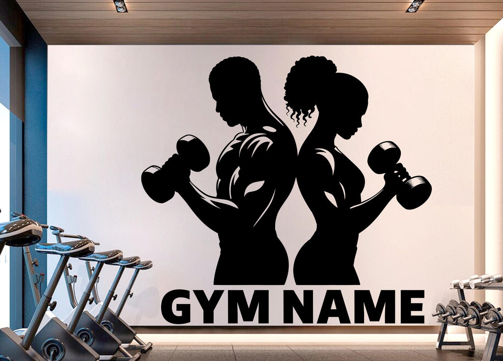 Couple Gym Wall Decal Custom Name Fitness Wall Art Decor Crossfit Wall Decal Crossfit Gift Home Gym Wall Sticker Motivational Decal 933RS