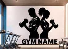 Load image into Gallery viewer, Couple Gym Wall Decal Custom Name Fitness Wall Art Decor Crossfit Wall Decal Crossfit Gift Home Gym Wall Sticker Motivational Decal 933RS