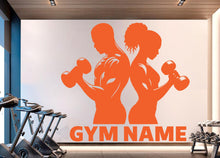 Load image into Gallery viewer, Couple Gym Wall Decal Custom Name Fitness Wall Art Decor Crossfit Wall Decal Crossfit Gift Home Gym Wall Sticker Motivational Decal 933RS