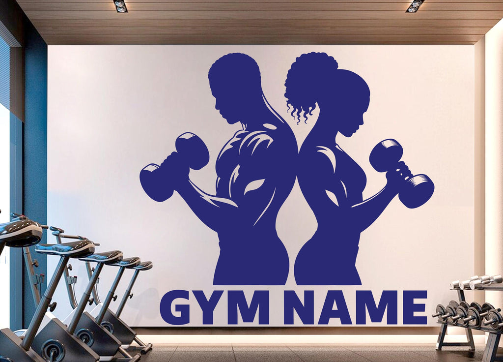Couple Gym Wall Decal Custom Name Fitness Wall Art Decor Crossfit Wall Decal Crossfit Gift Home Gym Wall Sticker Motivational Decal 933RS