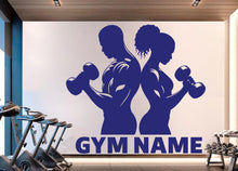 Load image into Gallery viewer, Couple Gym Wall Decal Custom Name Fitness Wall Art Decor Crossfit Wall Decal Crossfit Gift Home Gym Wall Sticker Motivational Decal 933RS