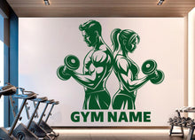 Load image into Gallery viewer, Couple Gym Wall Decal Custom Name Fitness Wall Art Decor Crossfit Wall Decal Crossfit Gift Home Gym Wall Sticker Motivational Decal 934RS