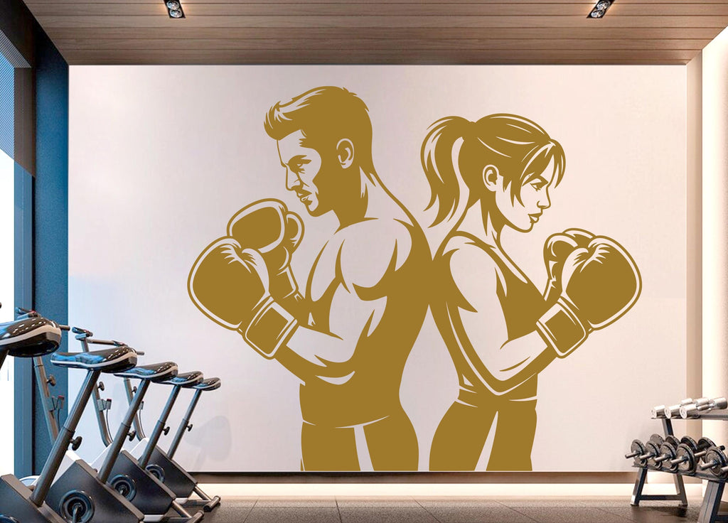 Boxing Couple Gym Wall Decal Fitness Wall Art Decor Crossfit Wall Decal Boxing Gift Home Gym Wall Sticker Motivational Decal 935RS