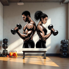 Load image into Gallery viewer, Couple Gym Wall Decal Fitness Wall Art Decor Crossfit Wall Decal Gym Gift Home Gym Wall Sticker Motivational Decal 936RS
