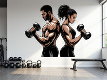 Load image into Gallery viewer, Couple Gym Wall Decal Fitness Wall Art Decor Crossfit Wall Decal Gym Gift Home Gym Wall Sticker Motivational Decal 936RS