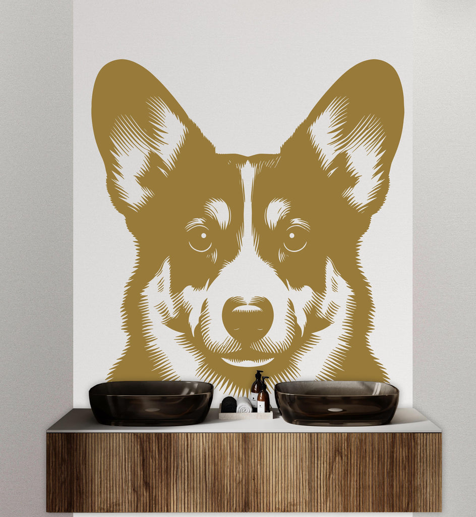 Corgi Dog wall decal Dog decor Dog kids Dog wall art Decal Dog Lover Animals Dog Wall Bathroom Wall Decals Stickers Vinyl 141DE