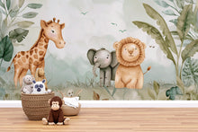 Load image into Gallery viewer, Safari Animal Nursery Mural | Jungle Wallpaper for Kids Room Vn1039