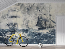 Load image into Gallery viewer, Vintage Ship Wall Mural | Nautical Ocean Waves Wallpaper Vn1044