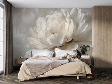 Load image into Gallery viewer, Large White Peony Wall Mural – Elegant Neutral Floral Wallpaper for Bedroom Accent Vn1051