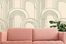 Load image into Gallery viewer, Beige Arch Line Art Wallpaper – Modern Minimalist Geometric Wall Mural Vn1093