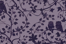 Load image into Gallery viewer, Purple Owl Wallpaper – Whimsical Forest Vine Wall Mural Vn1094