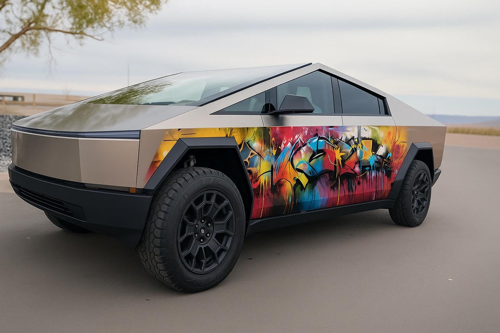 Colorful Swirl Car Wrap Retro Modern Vinyl Design with Orange Teal Blue Accents – Full Vehicle Wrap Gift for Car Lovers – Race & Art Style
