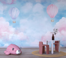 Load image into Gallery viewer, Hot Air Balloon Wallpaper For Nursery – Pink And Lavender Cloud Wall Mural – 3D Peel And Stick Stylish Wall Decor – Modern Bold Baby Shower