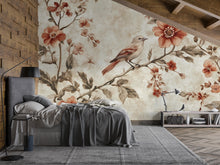 Load image into Gallery viewer, Vintage Bird Floral Wallpaper Mural – Warm Botanical Wall Decor – 3D Peel And Stick Stylish Bedroom Living Room Wallpaper – Modern Bold