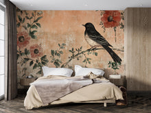 Load image into Gallery viewer, Vintage Black Bird Floral Wallpaper Mural – Rustic Botanical Wall Decor – 3D Peel And Stick Stylish Bedroom Living Room Wallpaper