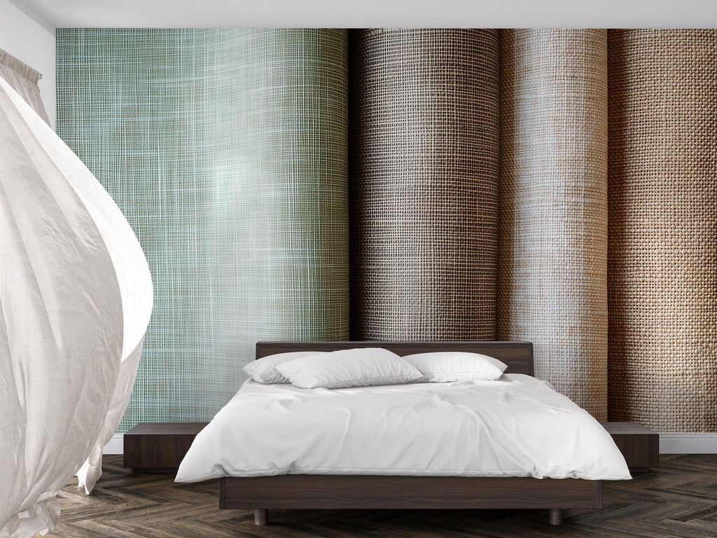3D Textured Fabric Wallpaper Mural – Linen Jute Burlap Style Wall Decor – Peel And Stick Stylish Bedroom Living Room Wallpaper – Modern