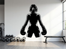 Load image into Gallery viewer, Boxing Girl Gym Wall Decal Girl Power fitness Quote Decor Workout Art Vinyl Gym Wall Stickers Bedroom Gym Workout Girl Crossfit 905RS