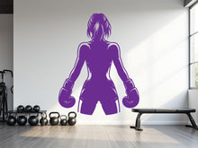 Load image into Gallery viewer, Boxing Girl Gym Wall Decal Girl Power fitness Quote Decor Workout Art Vinyl Gym Wall Stickers Bedroom Gym Workout Girl Crossfit 905RS