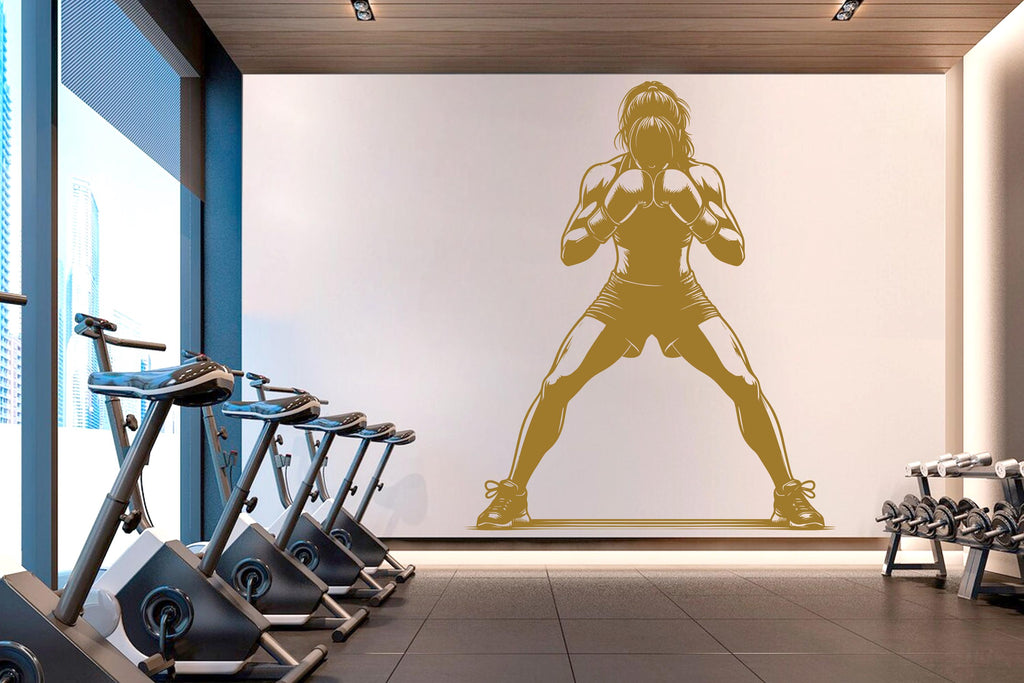 Boxing Girl Gym Wall Decal Girl Power fitness Quote Decor Workout Art Vinyl Gym Wall Stickers Bedroom Gym Workout Girl Crossfit 906RS