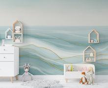Load image into Gallery viewer, Ocean Wave Watercolor Wave Wallpaper Ocean Nursery Peel Stick room Wallpaper Nursery Self Adhesive Ocean nursery decor Mural 908RS