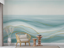 Load image into Gallery viewer, Ocean Wave Watercolor Wave Wallpaper Ocean Nursery Peel Stick room Wallpaper Nursery Self Adhesive Ocean nursery decor Mural 908RS