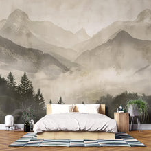 Load image into Gallery viewer, 3D Mountain Forest Landscape Wallpaper Mural | Stylish Modern Wall Decor for Bedroom or Living Room | Bold Scenic Nature Wall Art Gift Home