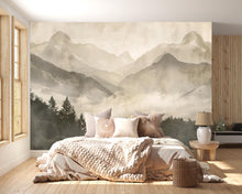 Load image into Gallery viewer, 3D Mountain Forest Landscape Wallpaper Mural | Stylish Modern Wall Decor for Bedroom or Living Room | Bold Scenic Nature Wall Art Gift Home