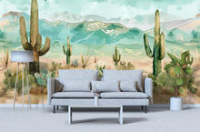 Load image into Gallery viewer, 3D Desert Cactus Landscape Wallpaper Mural | Stylish Modern Southwestern Wall Decor | Bold Nature Inspired Bedroom Living Room Wall Art Gift