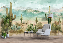 Load image into Gallery viewer, 3D Desert Cactus Landscape Wallpaper Mural | Stylish Modern Southwestern Wall Decor | Bold Nature Inspired Bedroom Living Room Wall Art Gift