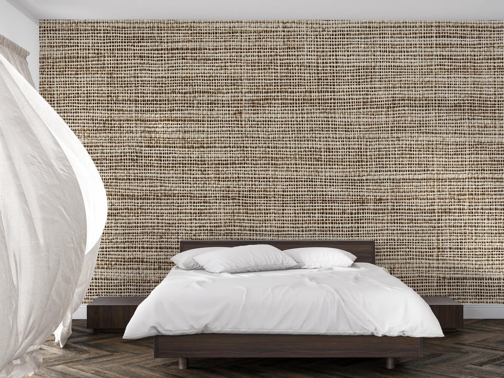 3D Woven Texture Wallpaper Mural | Stylish Modern Linen Look Wall Decor | Neutral Bold Wall Art for Living Room Bedroom Office | Gift Home