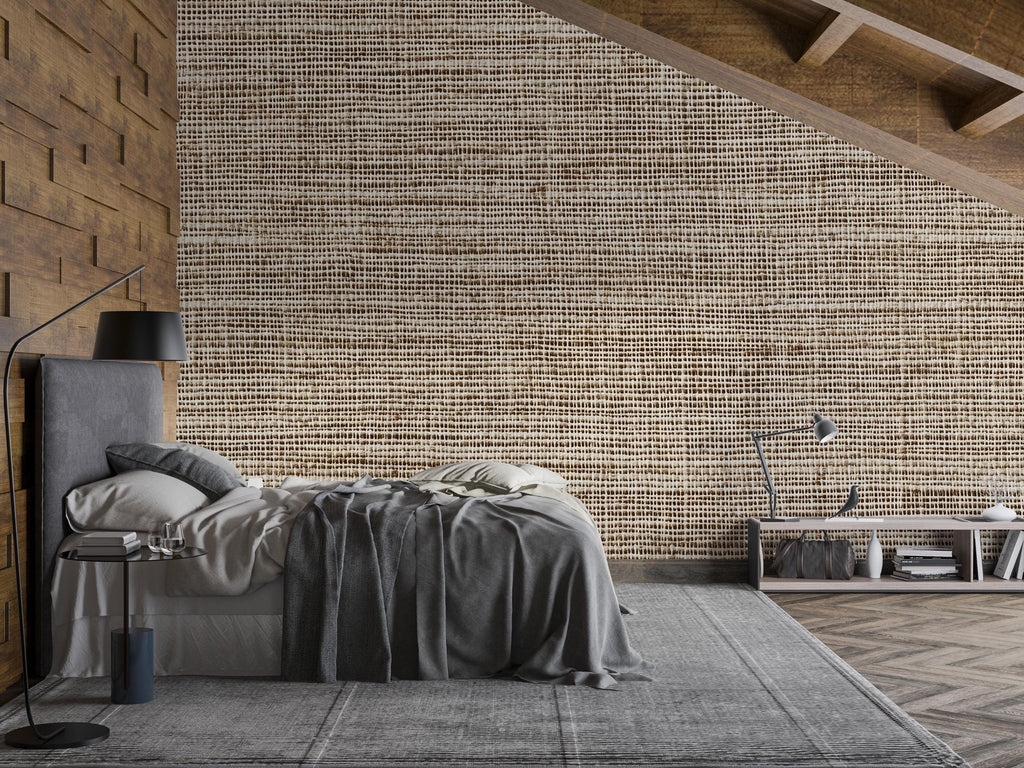 3D Woven Texture Wallpaper Mural | Stylish Modern Linen Look Wall Decor | Neutral Bold Wall Art for Living Room Bedroom Office | Gift Home
