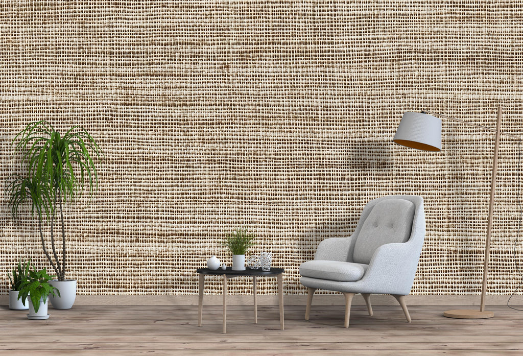 3D Woven Texture Wallpaper Mural | Stylish Modern Linen Look Wall Decor | Neutral Bold Wall Art for Living Room Bedroom Office | Gift Home