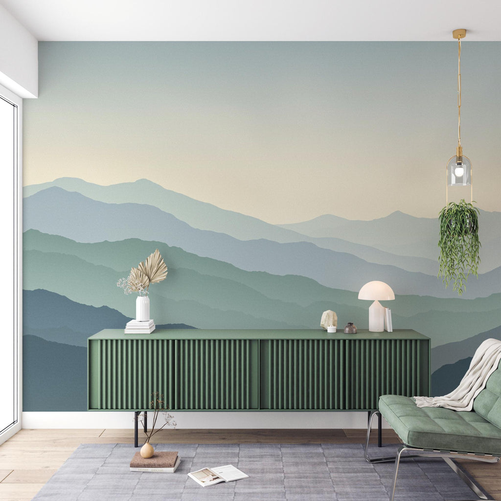 Mountain Wallpaper watercolor Peel and Stick Mountain Watercolor Wallpaper Mountain Wall Art Nature Wallpaper Minimalist Mural 910RS