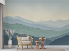 Load image into Gallery viewer, Mountain Wallpaper watercolor Peel and Stick Mountain Watercolor Wallpaper Mountain Wall Art Nature Wallpaper Minimalist Mural 910RS